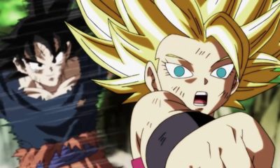 Dragon Ball Super Episode 113 "With Great Joy! The Fighting Freak Saiyan's Battle Rejoined!!" English Dub - Pictured from left to right: Goku and Caulifla Screenshot / Photo Credit: Funimation / Toei Animation via Adult Swim on Cartoon Network